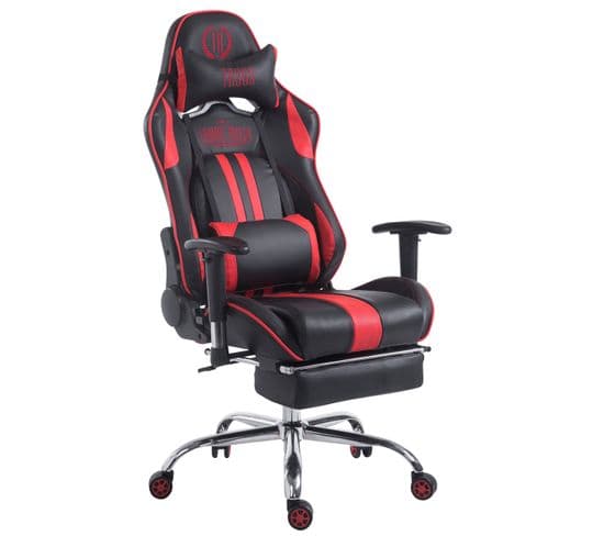 Fauteuil De Bureau Gamer Limit V2 En Similicuir Noir / Rouge/avec Repose-pieds