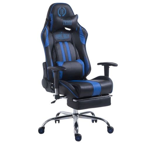 Fauteuil De Bureau Gamer Limit V2 En Similicuir Noir / Bleu/avec Repose-pieds