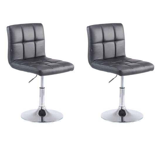 Lot De 2 Chaises Lounge Palma V2 En Similicuir Ajustable Et Pivotant Noir