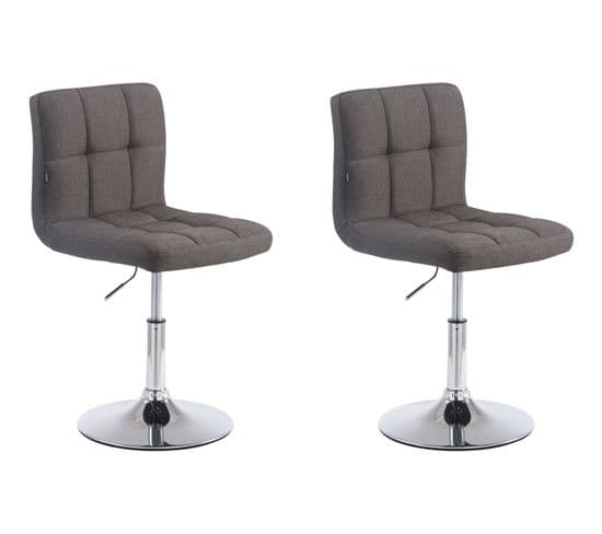 Lot De 2 Chaises Lounge Palma V2 En Tissu Gris Foncé