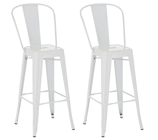 Lot De 2 Tabourets De Bar Aiden En Métal Blanc