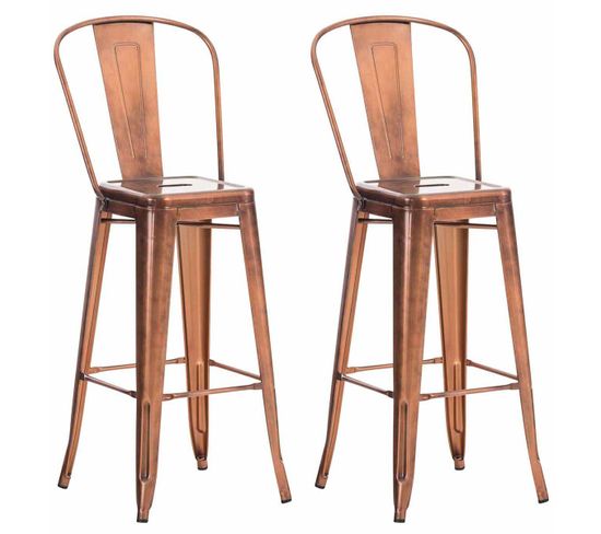 Lot De 2 Tabourets De Bar Aiden En Métal Cuivre