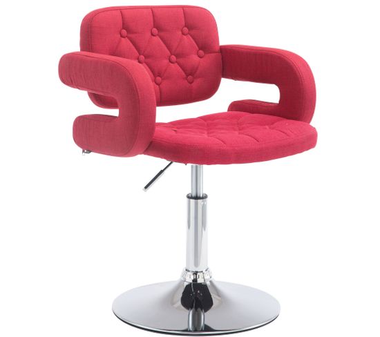 Chaise Lounge Dublin Tissu - Piètement Avec Colonne Centrale Métal Chromé Rouge