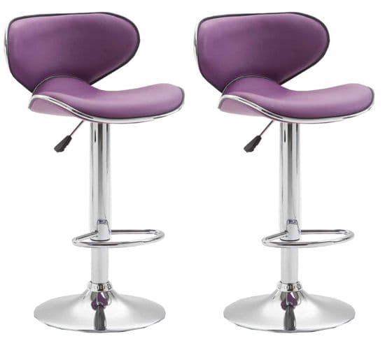 Lot De 2 Tabourets De Bar Las Vegas V2 Similicuir Violet/chrome