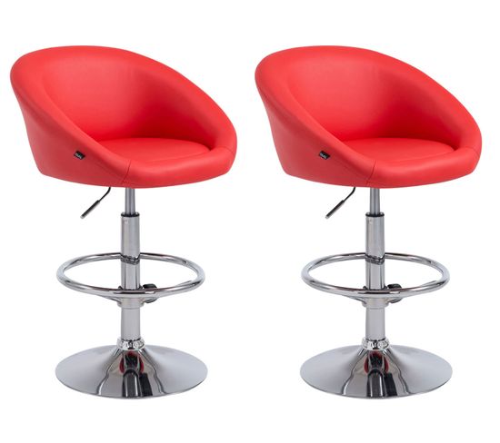 Lot De 2 Tabourets De Bar Miami V2 Similicuir Rouge