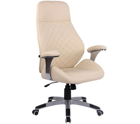 Fauteuil De Bureau Layton En Similicuir Ou Cuir Véritable Crème/similicuir