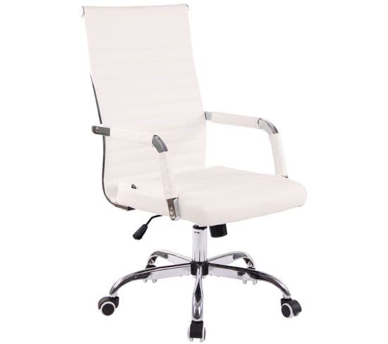 Chaise De Bureau Amadora Avec Hauteur Réglable Et Pied En Métal Blanc /similicuir