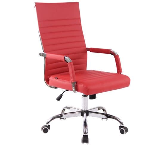 Chaise De Bureau Amadora Avec Hauteur Réglable Et Pied En Métal Rouge/similicuir
