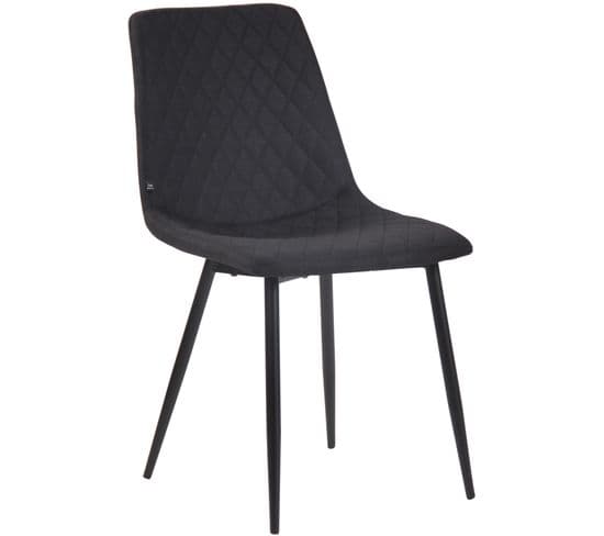 Chaise De Salle À Manger Telde En Tissu Avec Piètement En Métal Noir Mat Noir