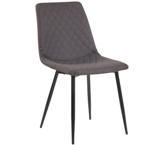 Chaise De Salle À Manger Telde En Tissu Avec Piètement En Métal Noir Mat Gris Foncé