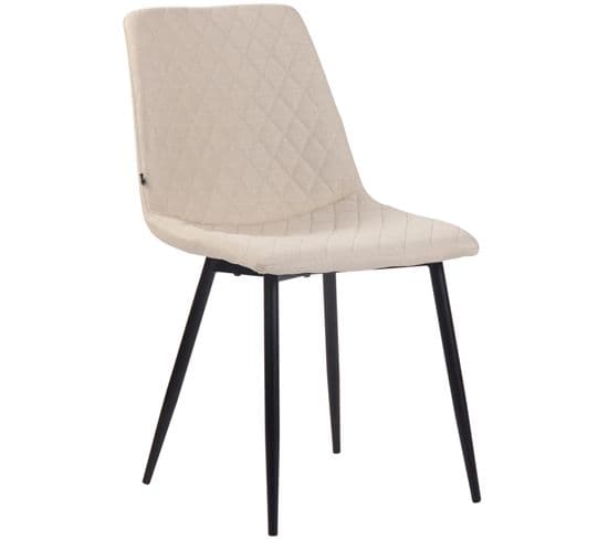 Chaise De Salle À Manger Telde En Tissu Avec Piètement En Métal Noir Mat Crème