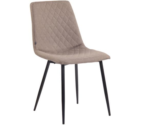 Chaise De Salle À Manger Telde En Tissu Avec Piètement En Métal Noir Mat Taupe