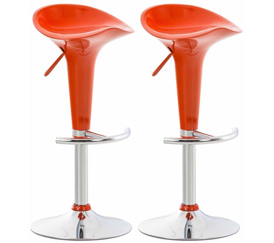 Lot De 2 Tabourets De Bar Saddle Orange