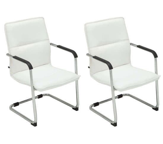 Lot De 2 Chaises De Visiteur Seattle Similicuir Blanc