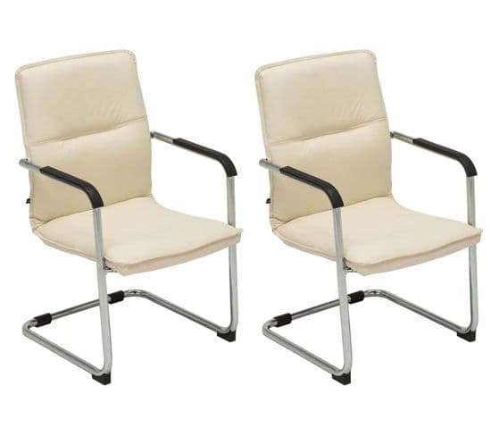 Lot De 2 Chaises De Visiteur Seattle Similicuir Crème