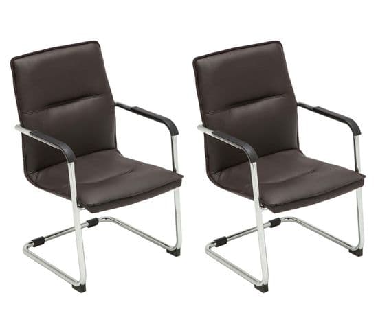 Lot De 2 Chaises De Visiteur Seattle Similicuir Marron