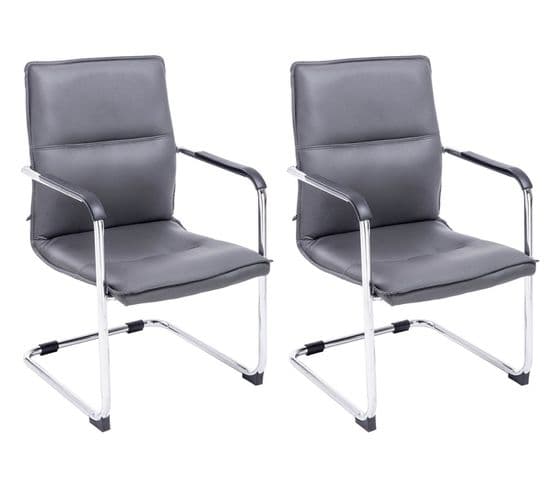 Lot De 2 Chaises De Visiteur Seattle Similicuir Gris