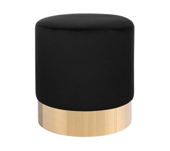 Pouf En Velours Noir D 39 Cm Sophia