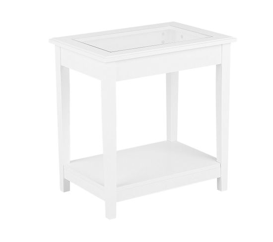 Table D'appoint Blanche Avec Plateau En Verre Attu