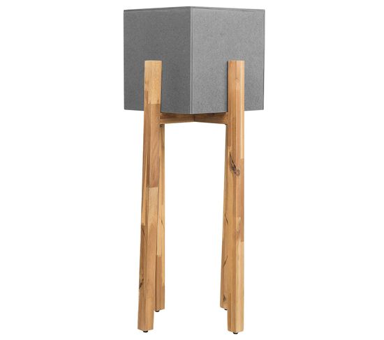 Cache-pot Gris Avec Support En Bois 30 X 30 X 95 Cm Drimos