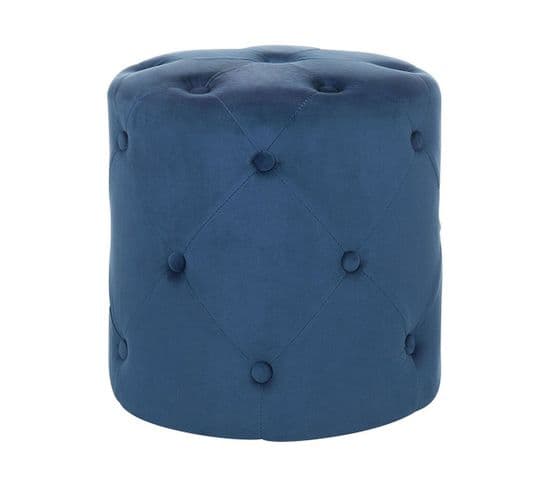 Pouf En Velours Bleu Foncé D 40 Cm Corolla