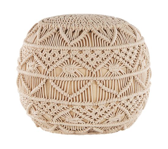 Pouf En Coton Beige D 40 Cm Kayseri