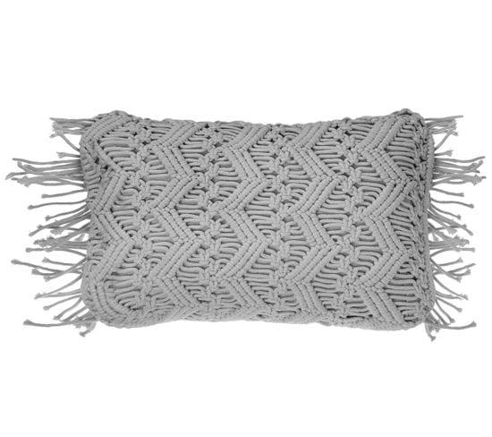 Coussin Macramé Coton Gris Kirikkale 30 X 45 Cm