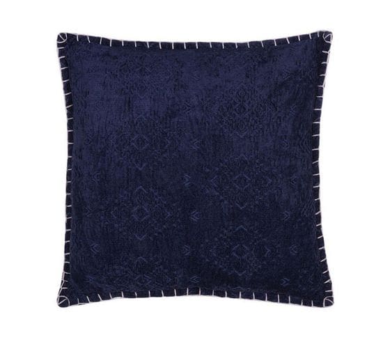 Coussin Gaufré Bleu Foncé Melur 45 X 45 Cm