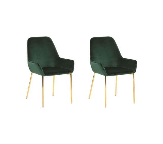 Chaise De Salle à Manger Set De 2 Velours Vert Foncé Loverna