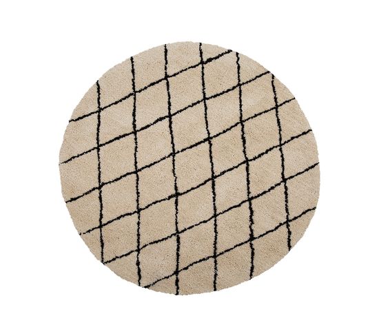 Tapis Rond 140 Cm Beige Et Noir Midyat