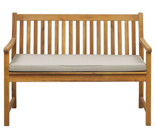 Banc Avec Coussin Bois D'acacia Certifié 120 Cm Beige Vivara