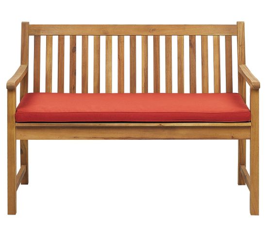 Banc Avec Coussin Bois D'acacia Certifié 120 Cm Rouge Foncé Vivara