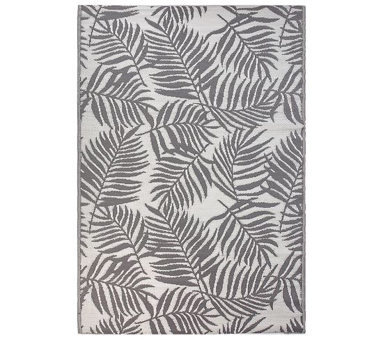 Tapis Extérieur Gris Au Motif Feuilles De Palmier 160 X 230 Cm Kota