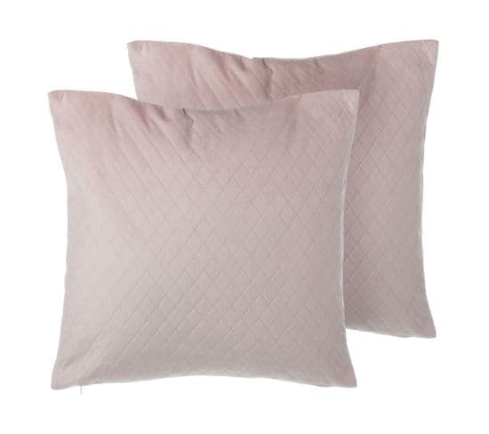 Lot De 2 Coussins Velours Rose Pasque 45 X 45 Cm