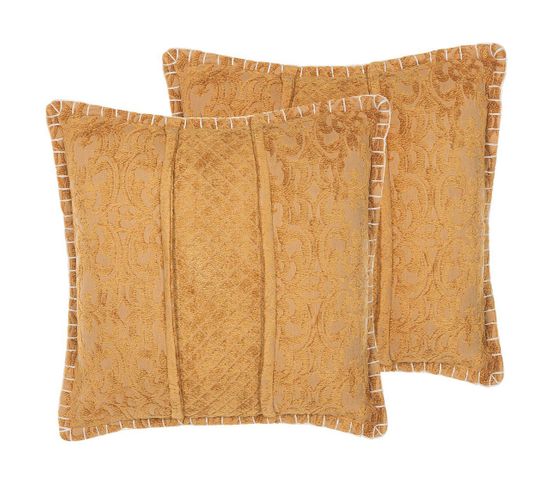 Lot De 2 Coussins Gaufré Moutarde Kavalam 45 X 45 Cm