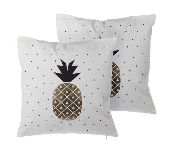 Lot De 2 Coussins Coton Noir Yasmin 45 X 45 Cm