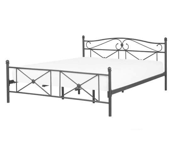 Lit Double En Métal Noir 140 X 200 Cm Rodez