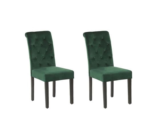 Chaise De Salle à Manger Set De 2 Velours Vert Foncé Velva