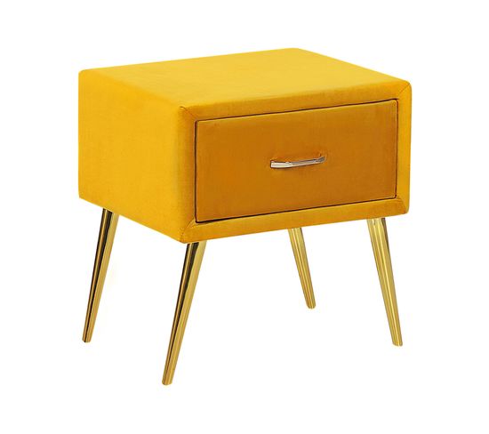 Table De Chevet En Velours Jaune Flayat