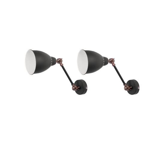 Set De 2 Lampes Murales Gris Graphite Et Cuivré Mississippi M