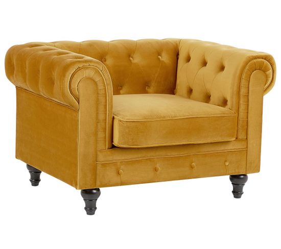 Velours Fauteuil Moutarde Chesterfield