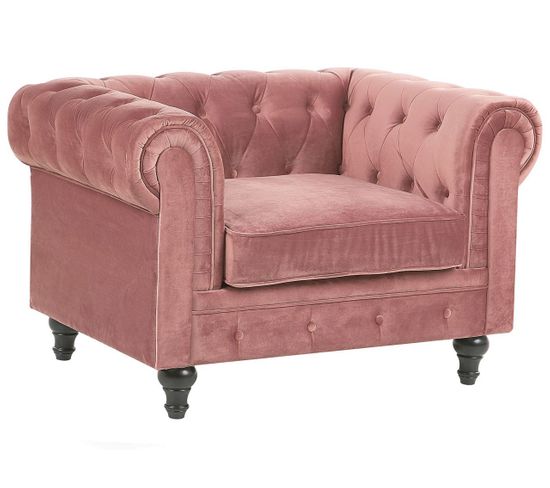 Velours Fauteuil Rose Chesterfield