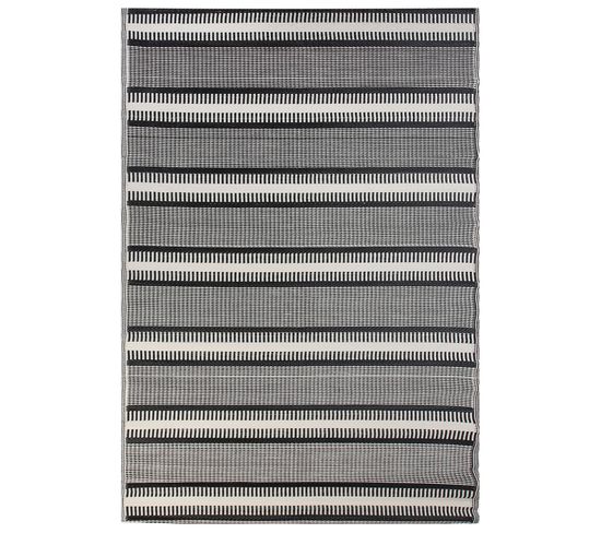 Tapis D'extérieur à Rayures Beiges Et Noires 160 X 230 Cm Mansa