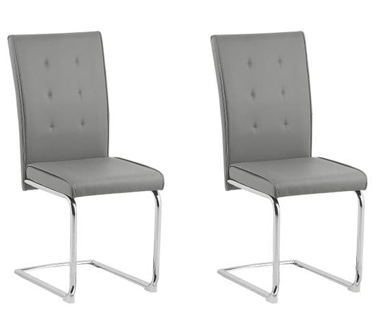 Lot De 2 Chaises De Salle À Manger En Cuir Pu Gris Rovard