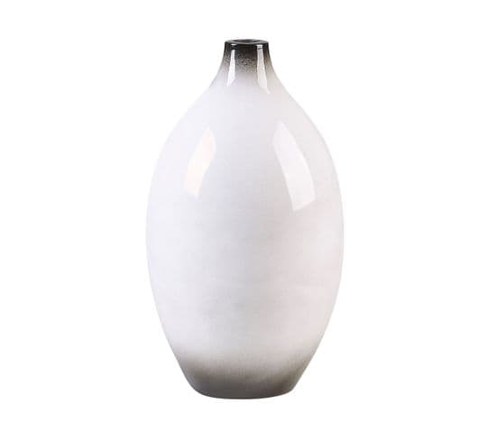 Terre Cuite Vase Décoratif 36 Cm Blanc Noir Baeza