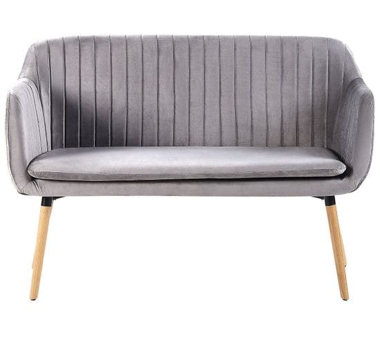 Canapé Banquette 2 Places En Velours Gris Clair Taby