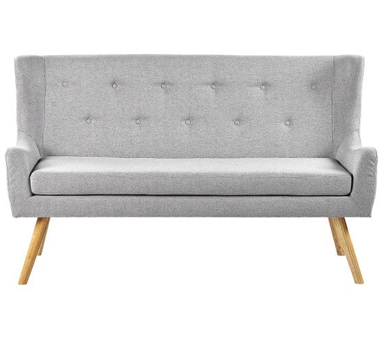 Canapé Banquette 2 Places En Tissu Gris Clair Skibby