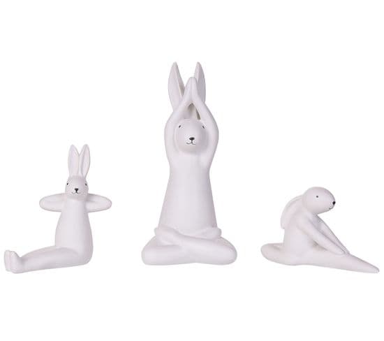 Lot De 3 Lapins En Céramique Blancs Brest