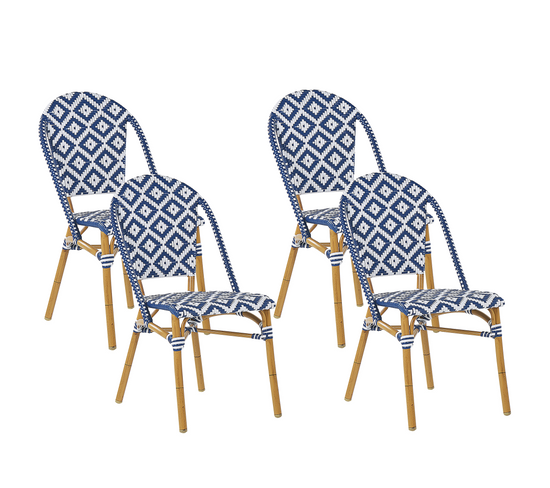 Lot De 4 Chaises De Jardin Bleu Et Blanc Rifreddo