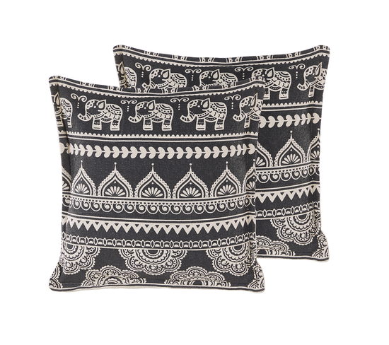 Lot De 2 Coussins Coton Noir Atabagi